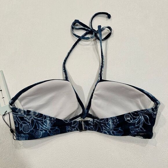 NWT The Bikini Lab Blue Floral Halter Bikini Top - Size Small - Picture 3 of 5